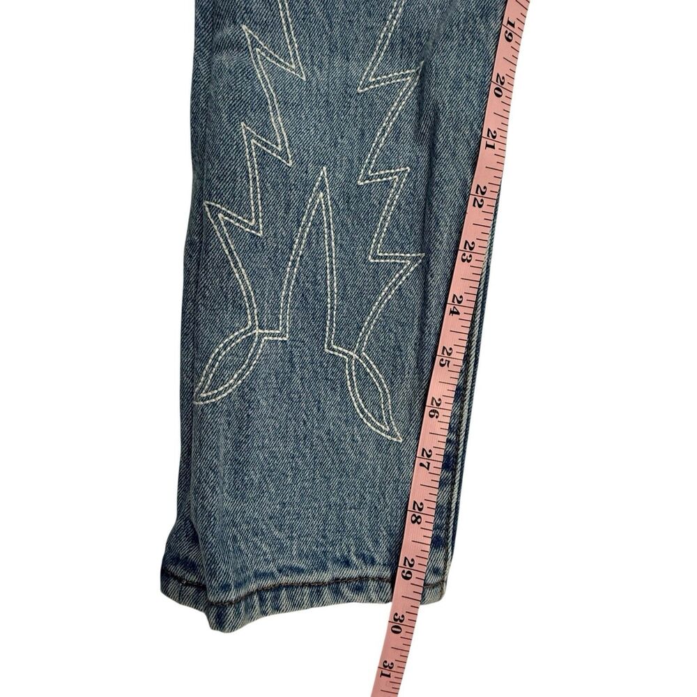 Levis 501 Del Norte Slim Jeans Women Size 28 Blue Embroidered Button Fly Flame - Picture 15 of 16